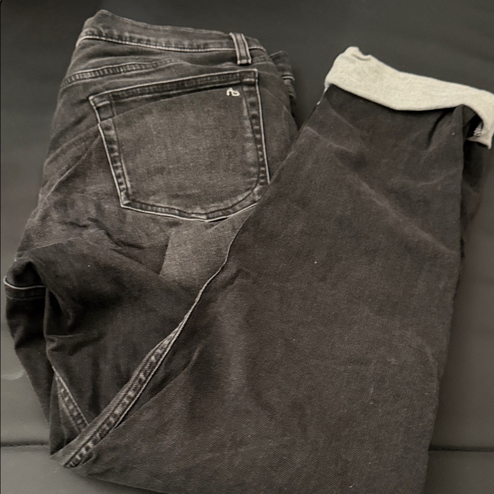 rag & bone Black Slim Fit Jeans with Contrast Cuff